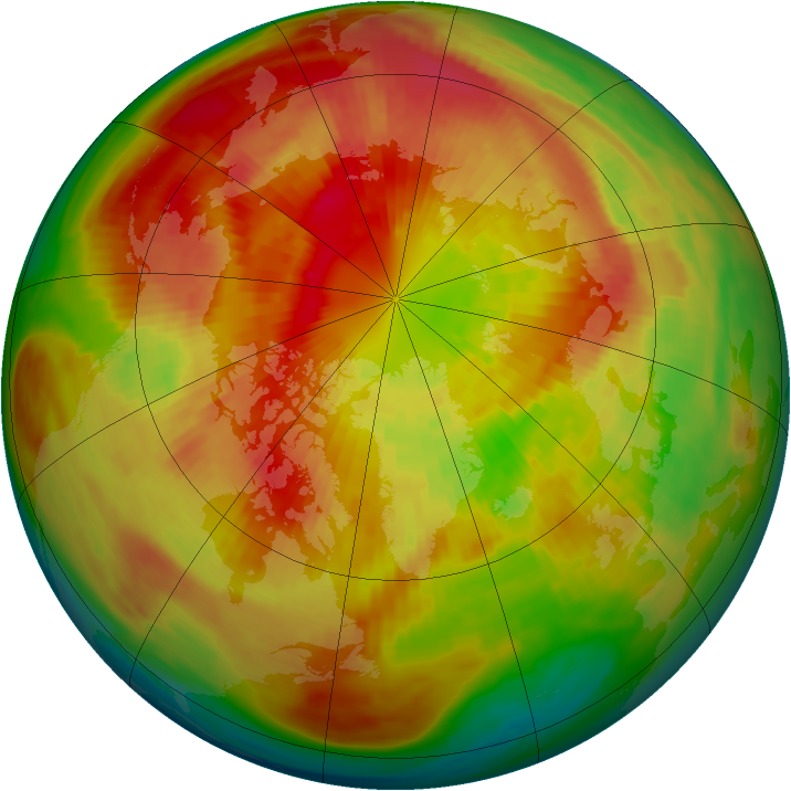 Arctic ozone map for 17 March 1991